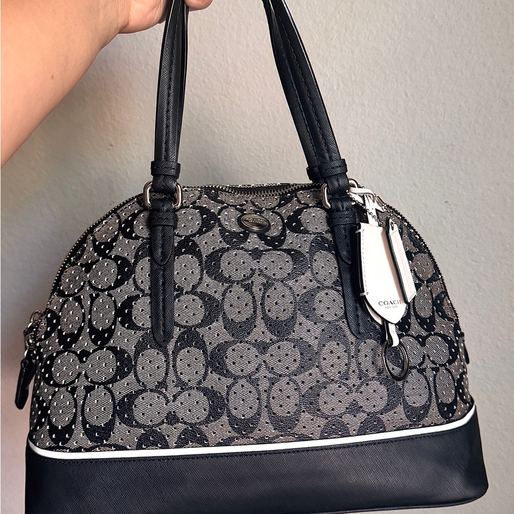 Coach Black and Gray Signature Satchel